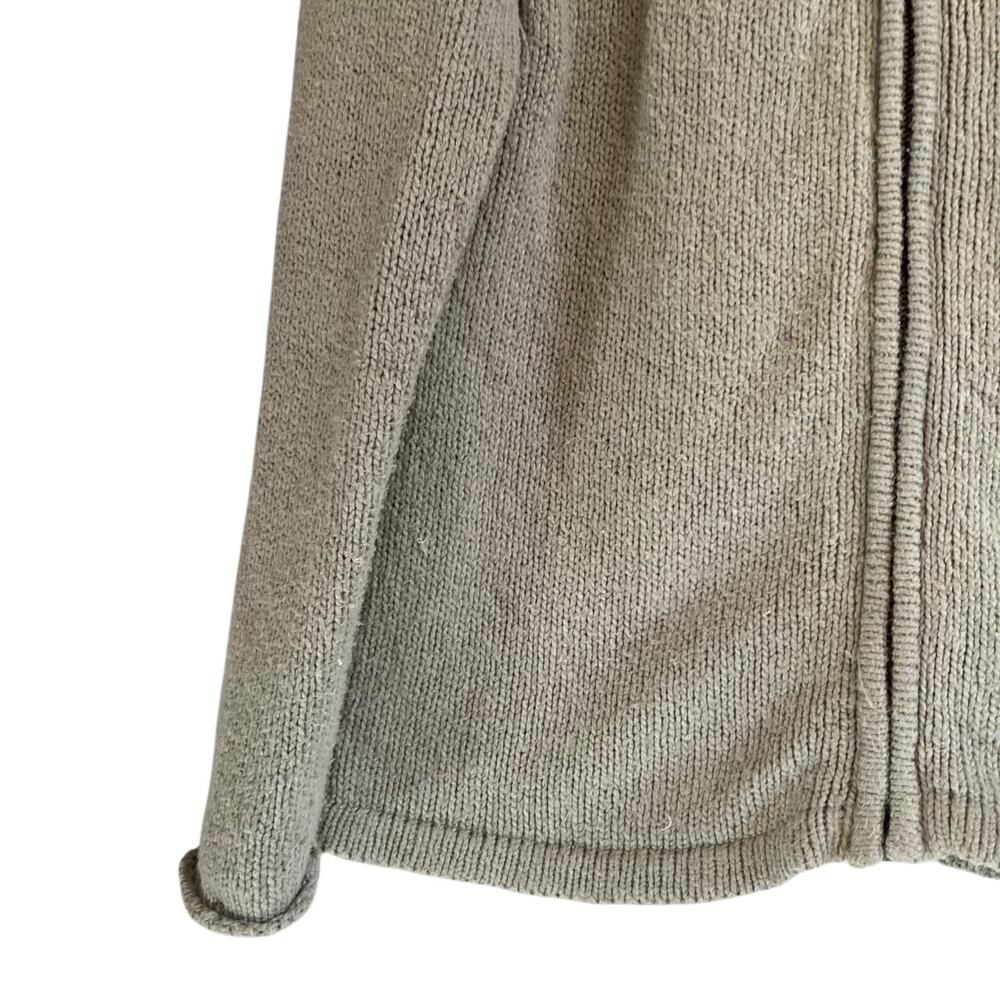 LL Bean Sage Green Cotton Knit Full Zip Cottagecore Cardigan Sweater Size Medium - Picture 9 of 13